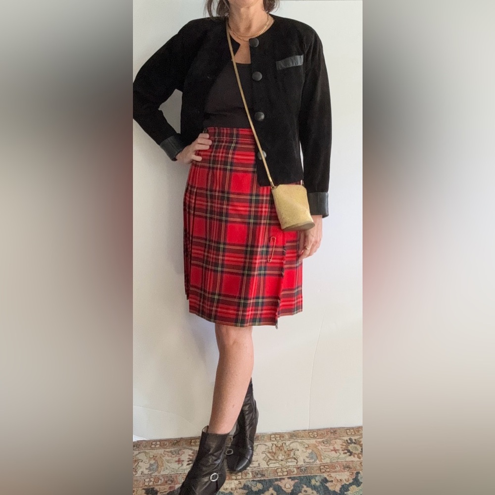 Vintage Land’s End Tartan Plaid Wool Kilt Wrap Skirt Made in Ireland 🇮🇪